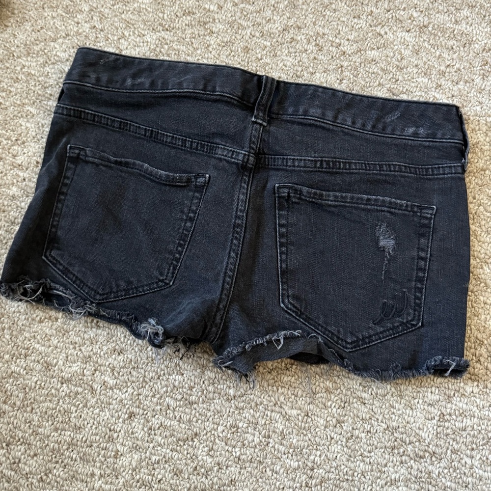 Black Ripped Jean Shorts - Picture 2 of 3